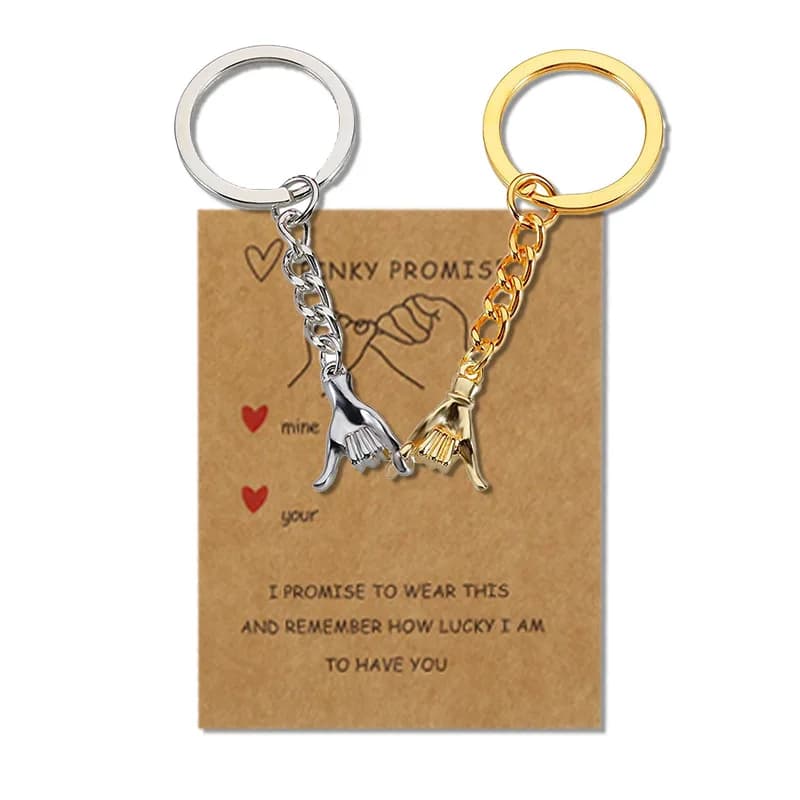 Couples Holding Hands Creative Keychains Personalized Fashion Valentine's Day Pendants Gifts with Cards Jewelry Accessory