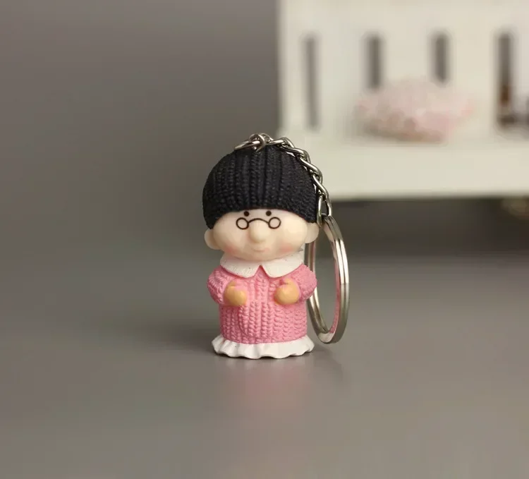 Resin Knitted Woolen Doll Grandpa Grandma Couple Keychain Pendant Solid Material Valentine's Day Christmas Sweet Romantic Gifts