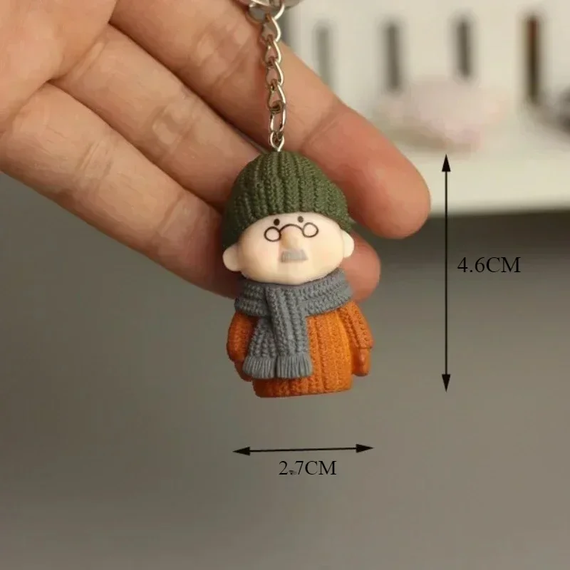 Resin Knitted Woolen Doll Grandpa Grandma Couple Keychain Pendant Solid Material Valentine's Day Christmas Sweet Romantic Gifts