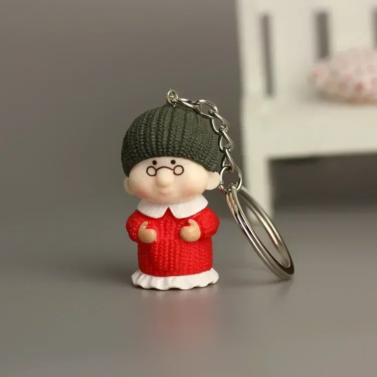 Resin Knitted Woolen Doll Grandpa Grandma Couple Keychain Pendant Solid Material Valentine's Day Christmas Sweet Romantic Gifts